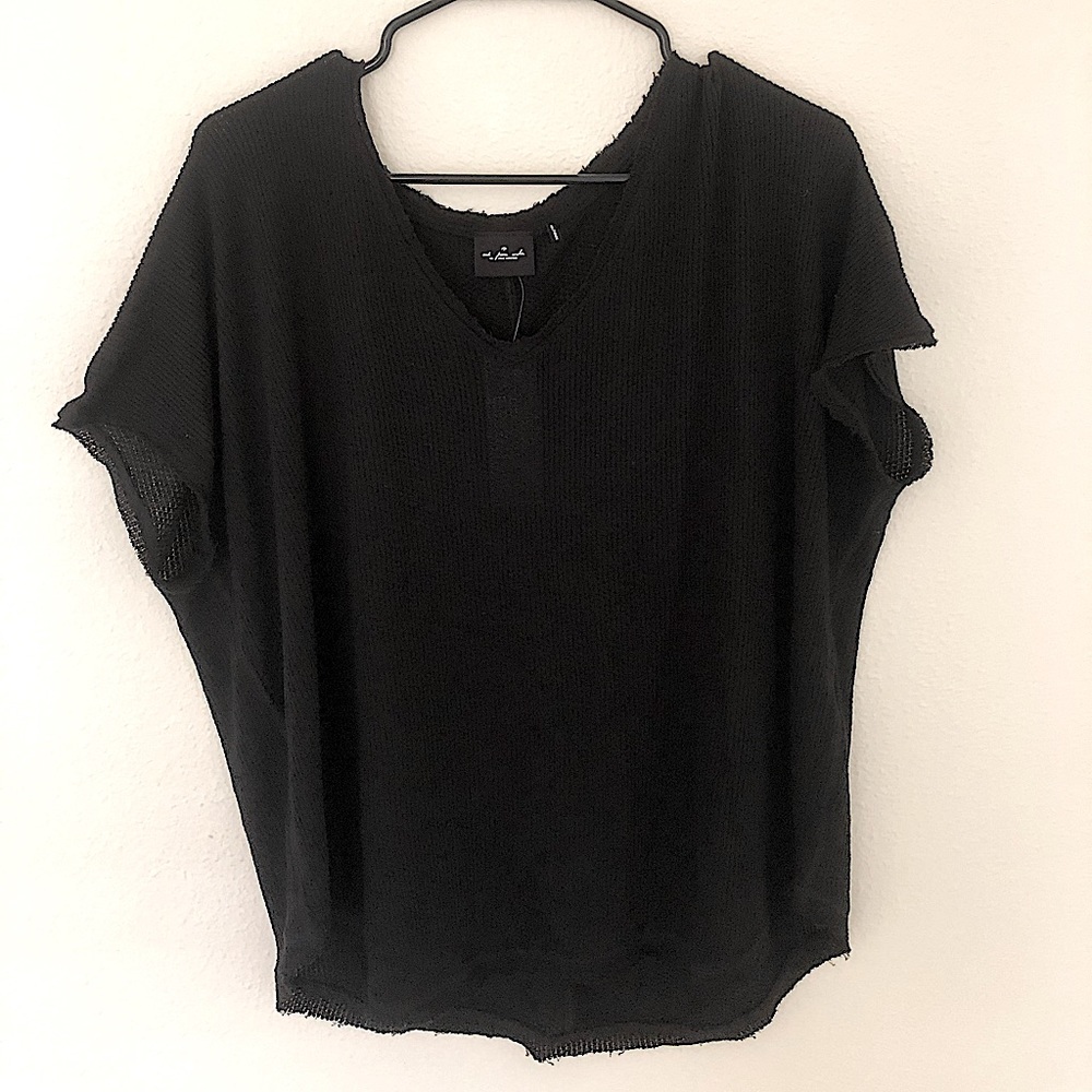 Black Oversized Waffle Knit Tee